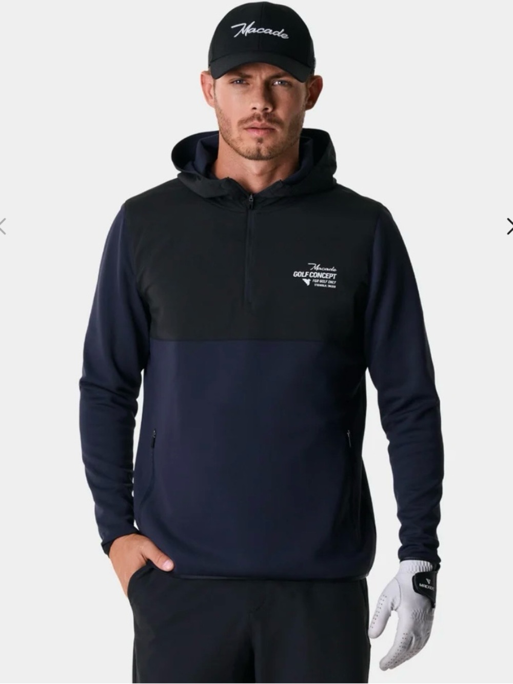 Macade Golf Bowie Navy Tour Popover Hoodie jacket Large